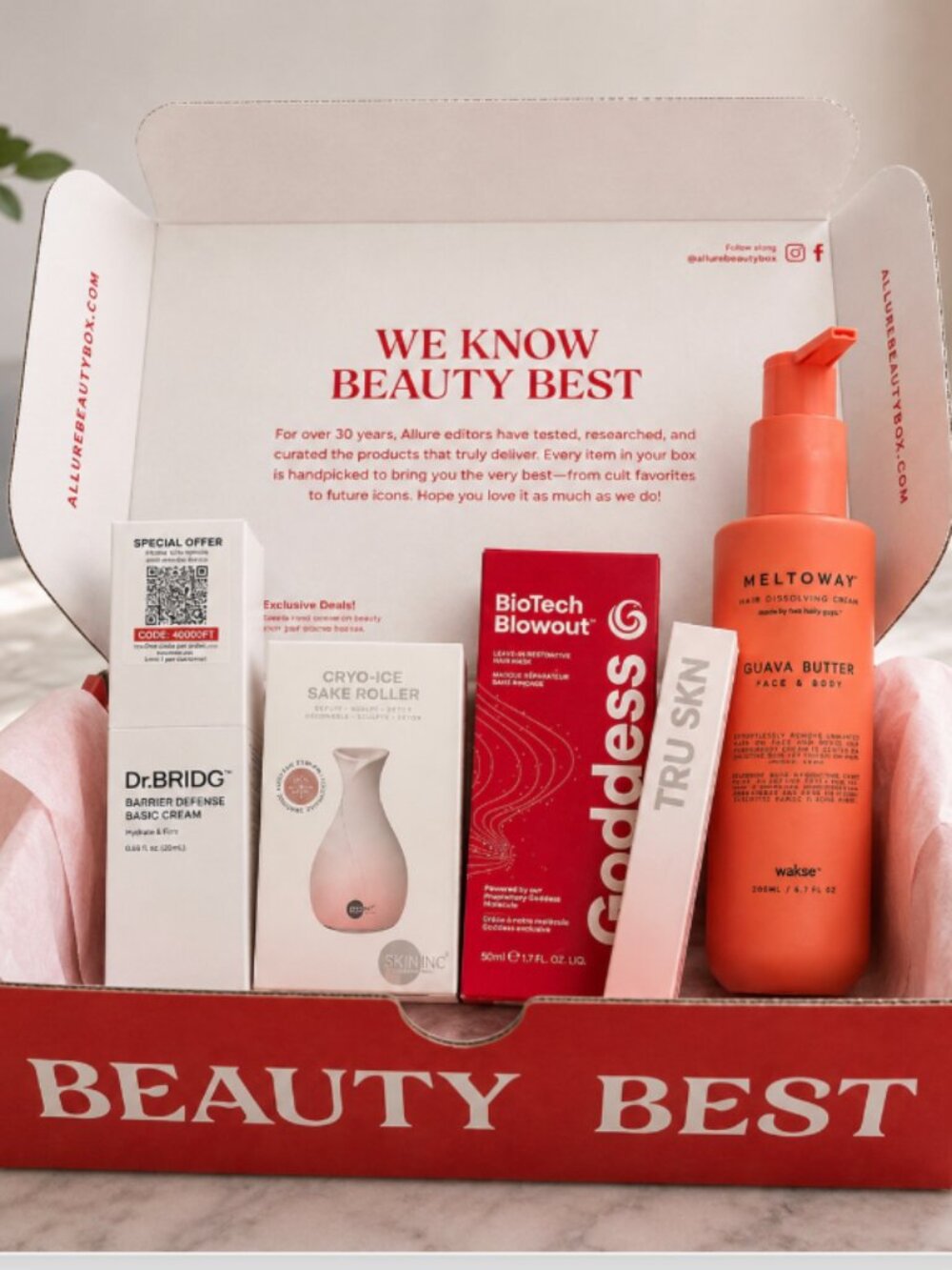 ALLURE BEAUTY BOX 5Pc Skincare Hair Beauty Bundle NEW Skin Inc Tru SKN Wakse NWT